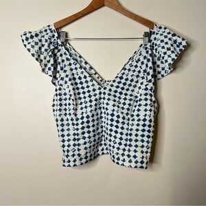 Madewell Shibori-Print V-Back Top Cotton Cropped Size‎ 14